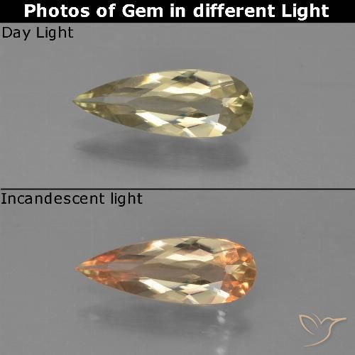 0.82ct Naturale Giallo terroso Diaspro cangiante, Forma a pera, VVS-VS
