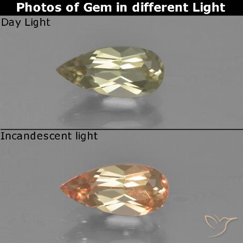 0.86ct Naturale Giallo molto chiaro Diaspro cangiante, Forma a pera, VVS-VS
