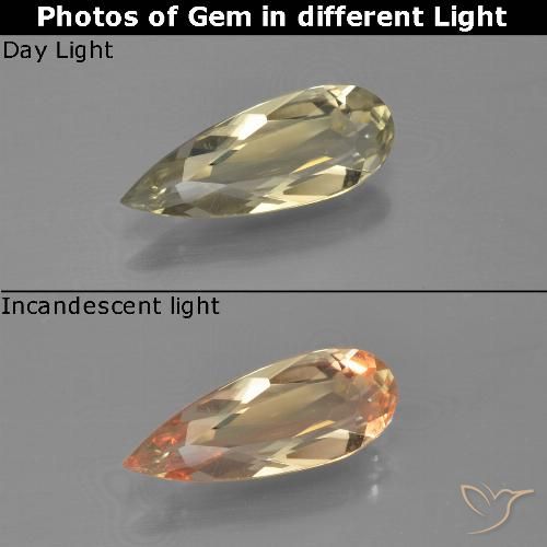 Diaspro cangiante Giallo chiaro naturale da 0.91 ct, Forma a pera, VVS-VS