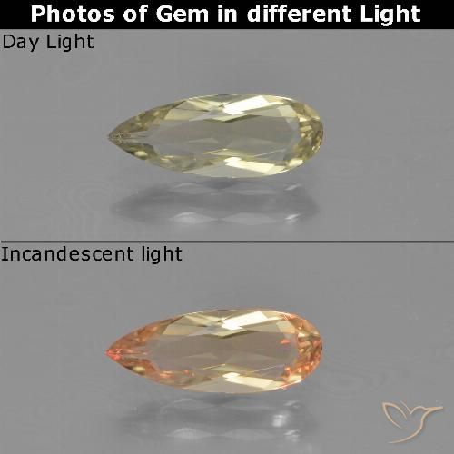 0.84ct Naturale Giallo Beige Diaspro cangiante, Forma a pera, VVS-VS