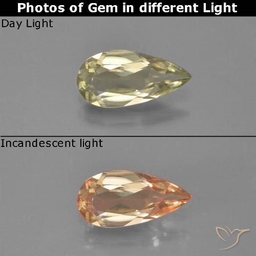 0.85ct Naturale Giallo chiaro Diaspro cangiante, Forma a pera, VVS-VS
