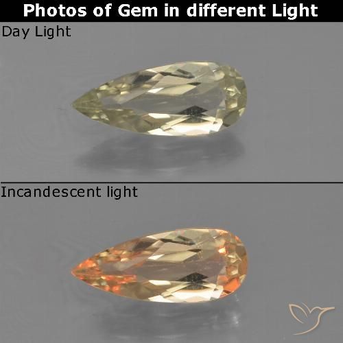 0.95ct Naturale Giallo pallido Diaspro cangiante, Forma a pera, VVS-VS