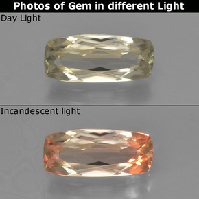 Diasporo cangiante naturale giallo da 1,52 ct, taglio a cuscino, VVS-VS