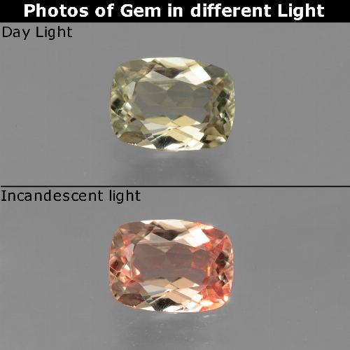 Diaspro cangiante Giallo dorato molto chiaro naturale da 0.74 ct, Taglio a cuscino, VVS-VS