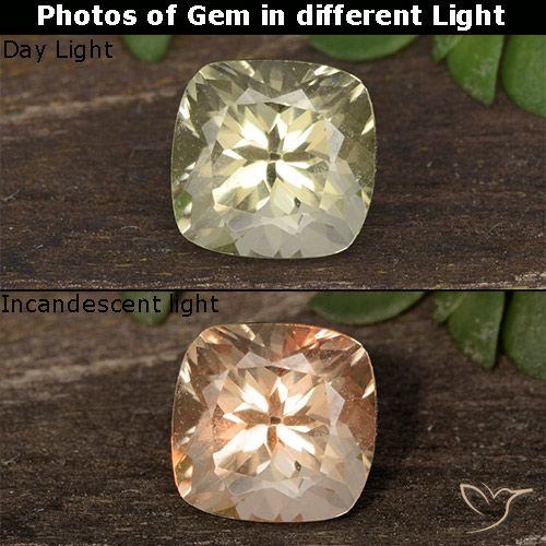 0.81ct Naturale Giallo molto chiaro Diaspro cangiante, Cuscino, VVS-VS
