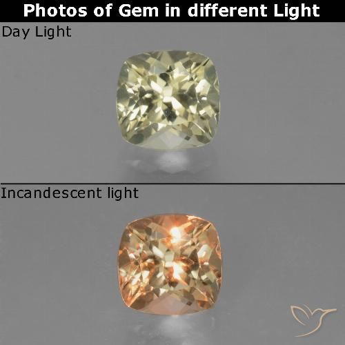 0.87ct Naturale Giallo chiaro Diaspro cangiante, Cuscino, VVS-VS