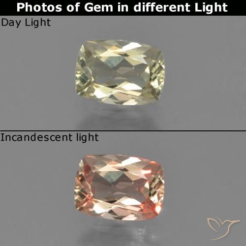 0.63ct Naturale Giallo chiaro Diaspro cangiante, Cuscino, VVS-VS