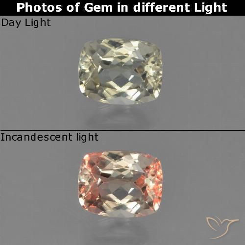 0.75ct Naturale Giallo pallido Diaspro cangiante, Cuscino, VVS-VS