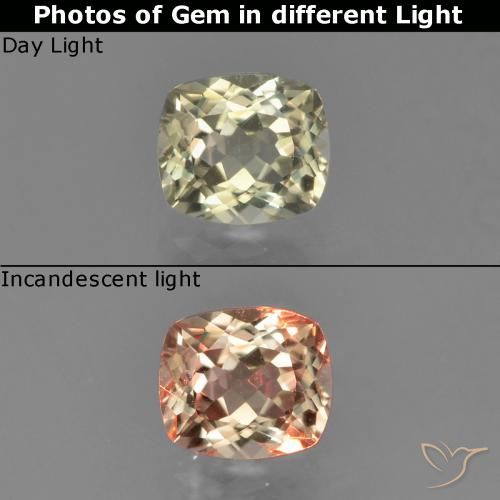 0.76ct Naturale Giallo chiaro Diaspro cangiante, Cuscino, VVS-VS
