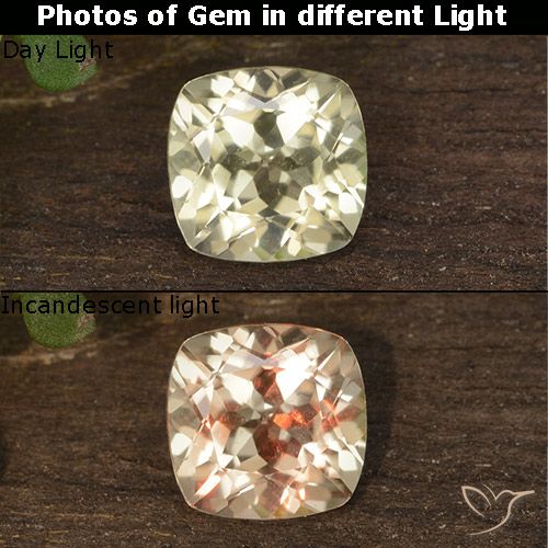 0.74ct Naturale Giallo pallido Diaspro cangiante, Cuscino, VVS-VS
