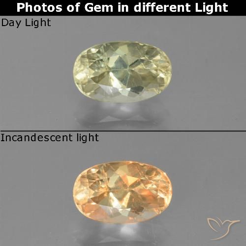 Diasporo cangiante naturale giallo da 1,35 ct, taglio ovale, VS-SI