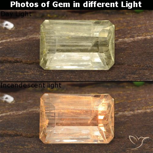 1.59ct Naturale Giallo molto chiaro Diaspro cangiante, Taglio smeraldo, VS-SI