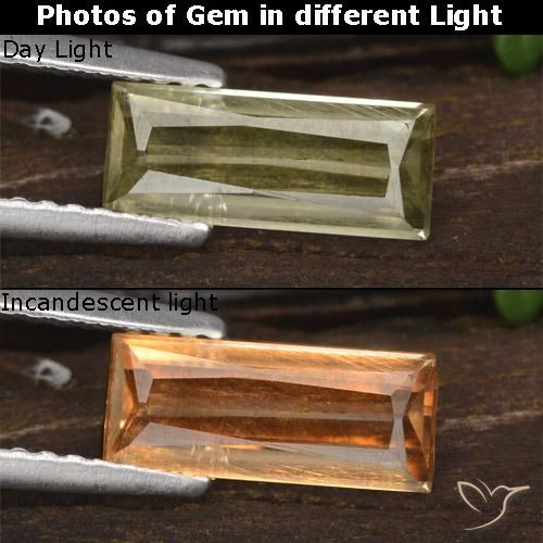 1.05ct Naturale Giallo molto chiaro Diaspro cangiante, Taglio a baguette, VS