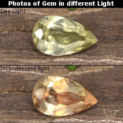 0.80ct Naturale Giallo molto chiaro Diaspro cangiante, Forma a pera, VVS-VS
