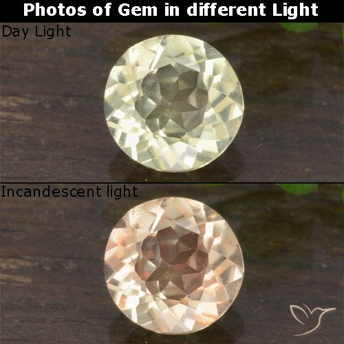Diaspro cangiante Giallo chiaro naturale da 0.60 ct, Rotondo, VVS-VS