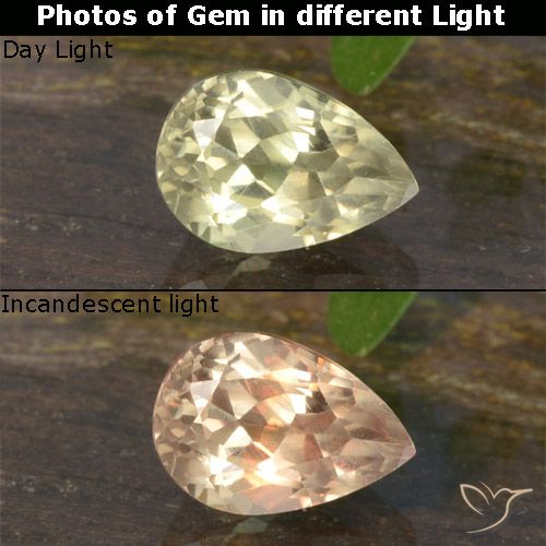 0.69ct Naturale Giallo chiaro Diaspro cangiante, Forma a pera, VVS-VS