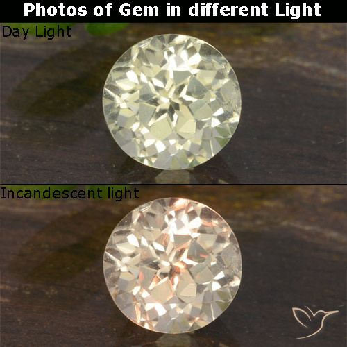 0.70ct Naturale Giallo pallido Diaspro cangiante, Rotondo, VVS-VS