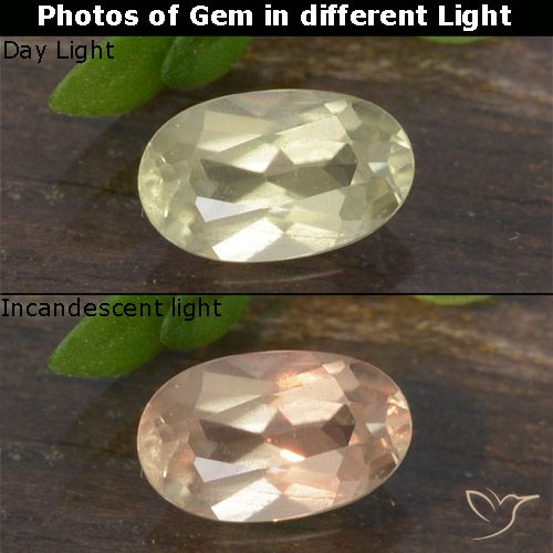0.63ct Naturale Giallo chiaro Diaspro cangiante, Ovale, VS