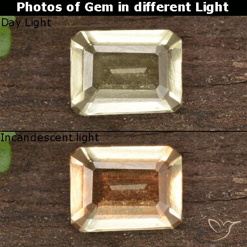 0.85ct Naturale Giallo chiaro Diaspro cangiante, Taglio smeraldo, VVS-VS