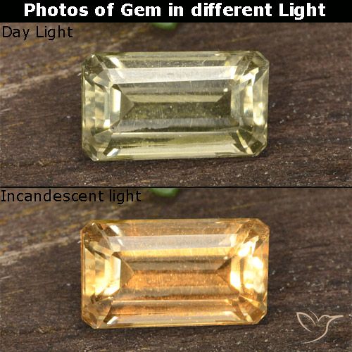 0.87ct Naturale Giallo chiaro Diaspro cangiante, Taglio smeraldo, VVS-VS