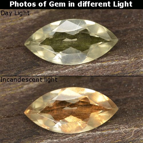 0.78ct Naturale Giallo chiaro Diaspro cangiante, Taglio marquise, VVS-VS