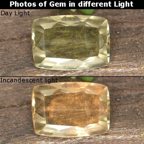 0.73ct Naturale Giallo chiaro Diaspro cangiante, Cuscino, VS