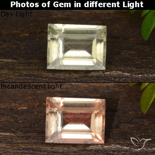 0.51ct Naturale Giallo Beige Diaspro cangiante, Taglio a baguette, VS
