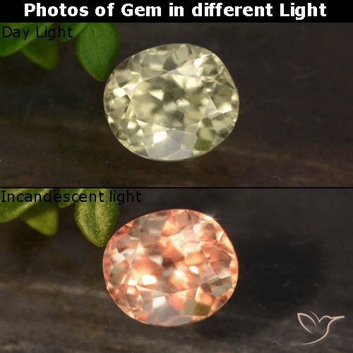 0.80ct Naturale Giallo molto pallido Diaspro cangiante, Ovale, VVS-VS