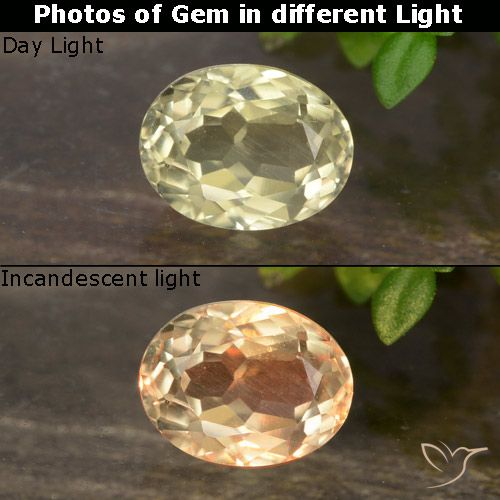 0.84ct Naturale Giallo molto pallido Diaspro cangiante, Ovale, VVS-VS