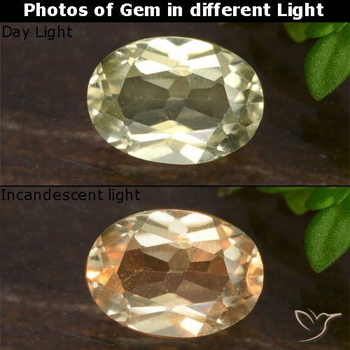 0.65ct Naturale Giallo chiaro Diaspro cangiante, Ovale, VVS-VS