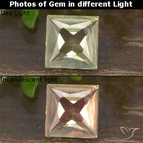 0.66ct Naturale Giallo molto chiaro Diaspro cangiante, Quadrato, VVS-VS