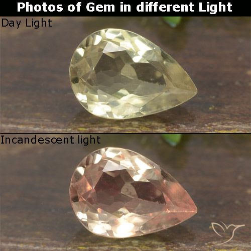 0.79ct Naturale Giallo chiaro Diaspro cangiante, Forma a pera, VVS-VS