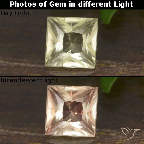 0.50ct Naturale Giallo chiaro Diaspro cangiante, Quadrato, VS