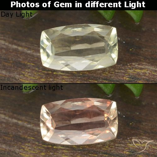 0.71ct Naturale Giallo chiaro Diaspro cangiante, Cuscino, VVS-VS
