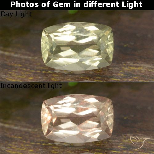0.75ct Naturale Giallo pallido Diaspro cangiante, Cuscino, VVS-VS