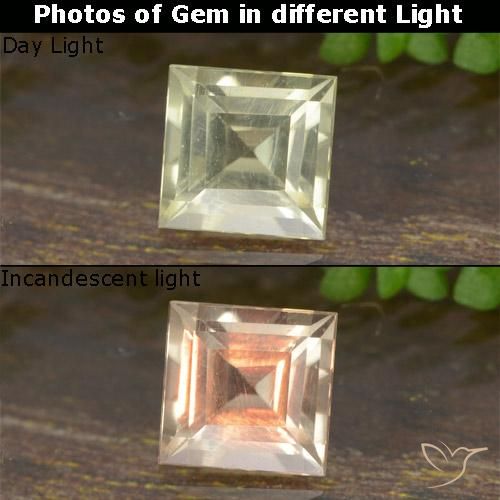 0.59ct Naturale Giallo pallido Diaspro cangiante, Quadrato, VVS-VS
