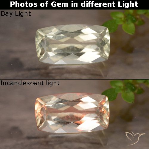 0.94ct Naturale Giallo molto chiaro Diaspro cangiante, Cuscino, VVS-VS