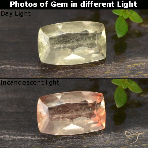 0.78ct Naturale Giallo molto chiaro Diaspro cangiante, Cuscino, VS-SI
