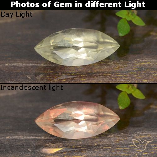 0.85ct Naturale Giallo molto pallido Diaspro cangiante, Taglio marquise, VVS-VS