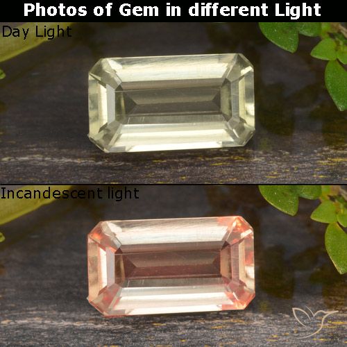 0.91ct Naturale Giallo pallido Diaspro cangiante, Taglio smeraldo, VVS-VS
