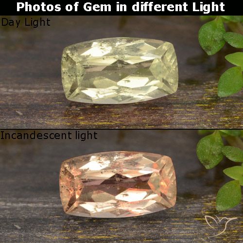 0.96ct Naturale Giallo molto pallido Diaspro cangiante, Cuscino, VVS-VS
