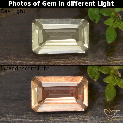 0.82ct Naturale Giallo pallido Diaspro cangiante, Taglio smeraldo, VS