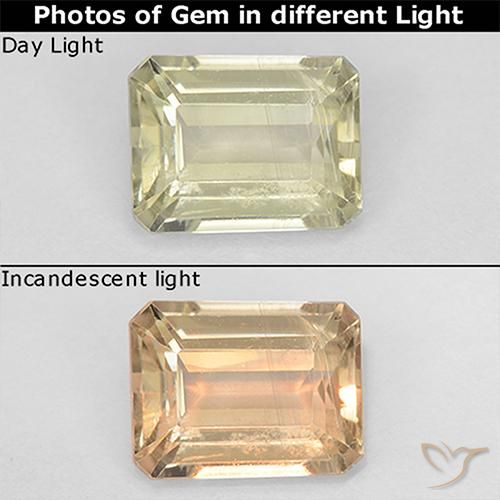 1.20ct Naturale Giallo molto chiaro Diaspro cangiante, Taglio smeraldo, VS