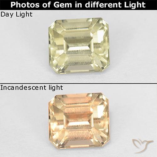 1.07ct Naturale Giallo pallido Diaspro cangiante, Taglio smeraldo, VS