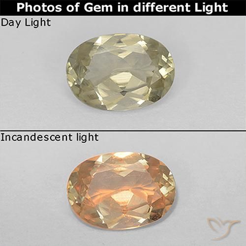 0.61ct Naturale Giallo chiaro Diaspro cangiante, Ovale, VS
