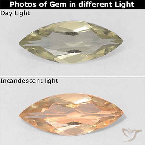 0.90ct Naturale Giallo chiaro Diaspro cangiante, Taglio marquise, VVS-VS