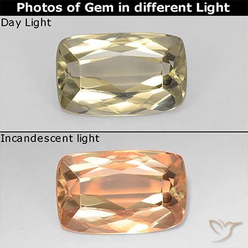1.37ct Naturale Giallo molto chiaro Diaspro cangiante, Cuscino, VS