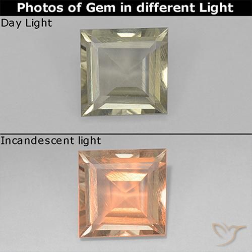 0.78ct Naturale Giallo pallido Diaspro cangiante, Quadrato, VS