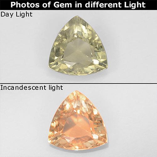 Diasporo cangiante naturale giallo da 0,70 ct, trillion, VS