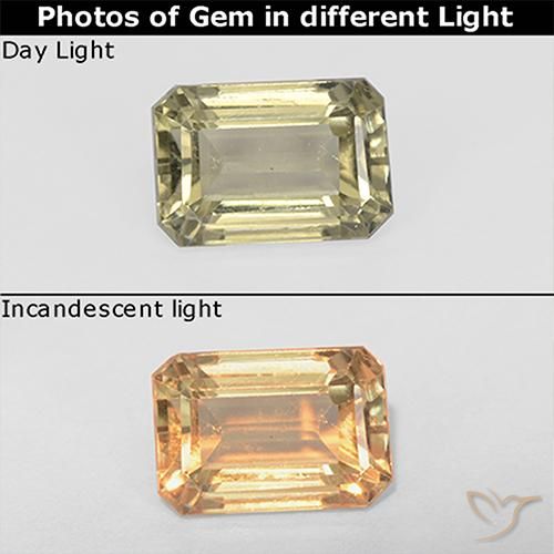 1.03ct Naturale Giallo chiaro Diaspro cangiante, Taglio smeraldo, VS